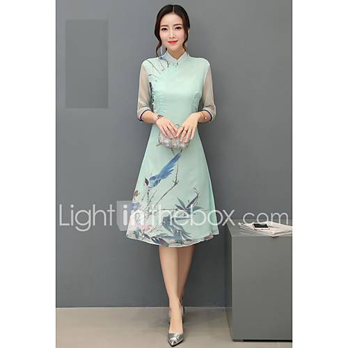Dames Elegant Schede Jurk Bloemen Print Midi huismerk kopen in de aanbieding Dames Elegant Schede Jurk Bloemen Print Midi huismerk kopen in de aanbieding