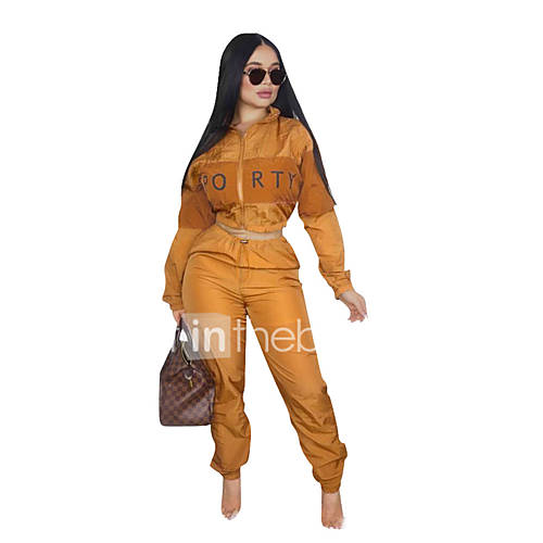 Dames Standaard Street Chic Set Pantalon Patchwork Kleurenblok Letter huismerk kopen in de aanbieding