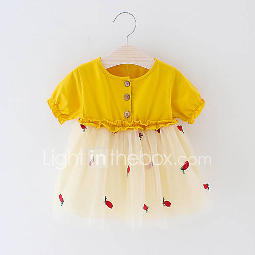 Baby Meisjes Standaard Effen Netstof Geborduurd Korte Mouw Tot De Knie Katoen Polyester Jurk Geel huismerk kopen in de aanbieding Baby Meisjes Standaard Effen Netstof Geborduurd Korte Mouw Tot De Knie Katoen Polyester Jurk Geel huismerk kopen in de aanbieding