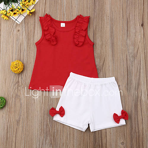 Baby Meisjes Informeel Standaard Effen Strik Mouwloos Normaal Kort Katoen Polyester Spandex Kledingset Rood huismerk kopen in de aanbieding Baby Meisjes Informeel Standaard Effen Strik Mouwloos Normaal Kort Katoen Polyester Spandex Kledingset Rood huismerk kopen in de aanbieding