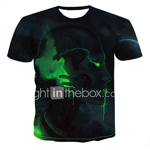 Heren Print T Shirt Kleurenblok 3D Doodskoppen Grijs Xxxxl huismerk kopen in de aanbieding