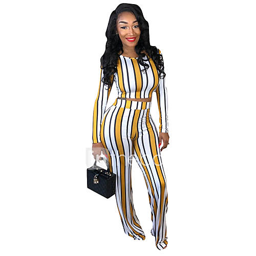 Dames Street Chic Verfijnd Set Pantalon Blote Rug Veters Gestreept huismerk kopen in de aanbieding