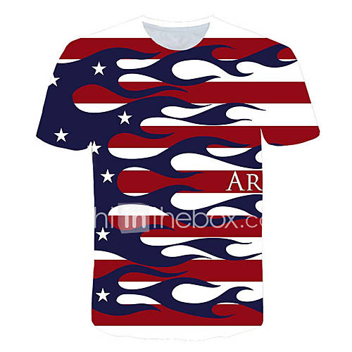 Heren Print T Shirt Gestreept Kleurenblok Camouflage Rood Xxxxl huismerk kopen in de aanbieding