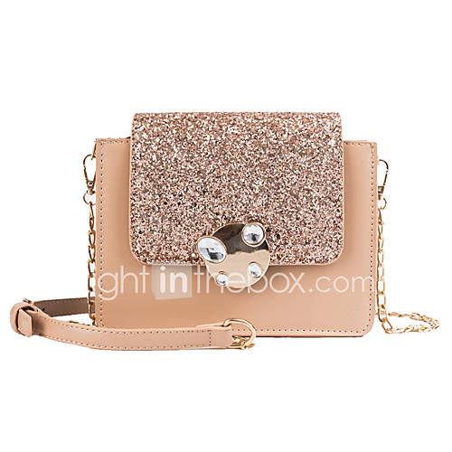 Dames Tassen Pu Crossbodytas Glitter Effen Kleur Zwart Blozend Roze Khaki huismerk kopen in de aanbieding